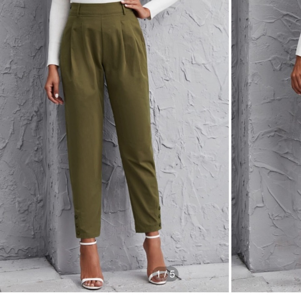 Shein button hem pants